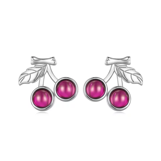 (imagen para) Estilo Pandora Pendientes de Botón de Cereza - SCE1604