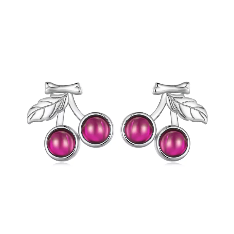 (imagen para) Estilo Pandora Pendientes de Botón de Cereza - SCE1604