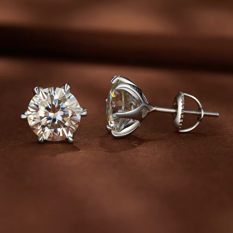 (imagen para) Estilo Pandora Pendientes de Tachuela de Moissanita de 2 Quilates - MSE021-L - Ver 2