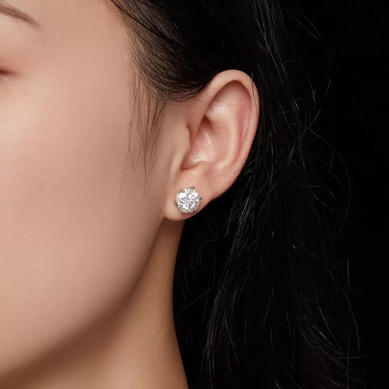 (imagen para) Estilo Pandora Pendientes de Tachuela de Moissanita de 2 Quilates - MSE021-L - Ver 7