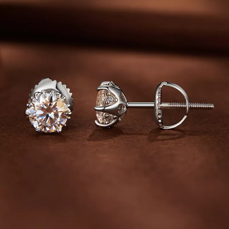 (imagen para) Estilo Pandora Pendientes de Tuerca de Moissanita de 0.5 Quilates - MSE020-S - Ver 2