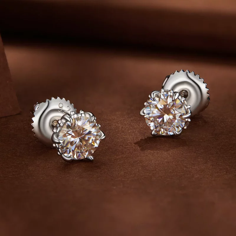 (imagen para) Estilo Pandora Pendientes de Tuerca de Moissanita de 0.5 Quilates - MSE020-S - Ver 3