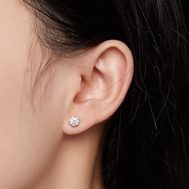 (imagen para) Estilo Pandora Pendientes de Tuerca de Moissanita de 0.5 Quilates - MSE020-S - Ver 4