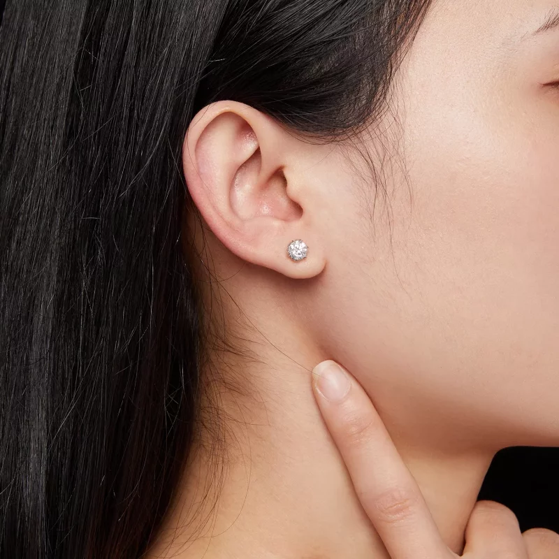 (imagen para) Estilo Pandora Pendientes de Tuerca de Moissanita de 0.5 Quilates - MSE020-S - Ver 6