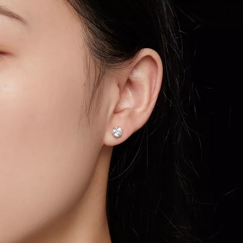 (imagen para) Estilo Pandora Pendientes de Tuerca de Moissanita de 0.5 Quilates - MSE020-S - Ver 7