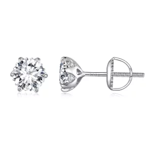 (imagen para) Estilo Pandora Pendientes de Tuerca de Moissanita de 0.5 Quilates - MSE020-S