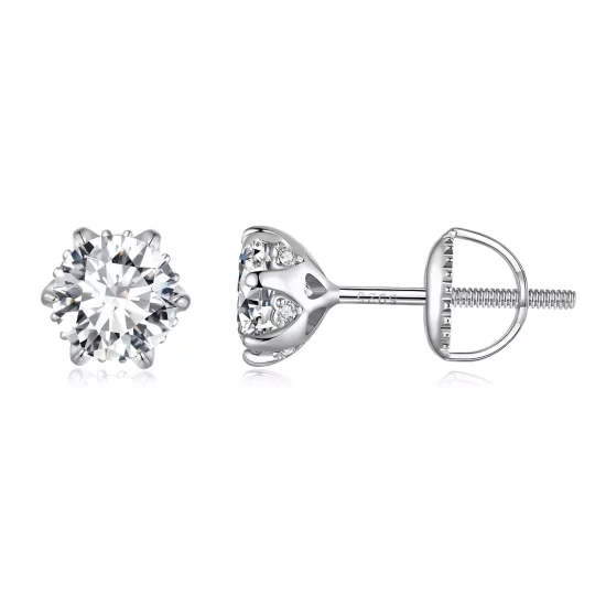 (imagen para) Estilo Pandora Pendientes de Tuerca de Moissanita de 0.5 Quilates - MSE020-S