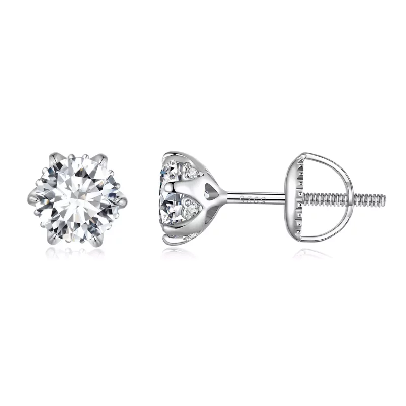 (imagen para) Estilo Pandora Pendientes de Tuerca de Moissanita de 0.5 Quilates - MSE020-S