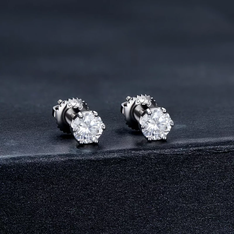 (imagen para) Estilo Pandora, pendientes de tuerca de Moissanita de 0.5 quilates y cuatro garr - Ver 2