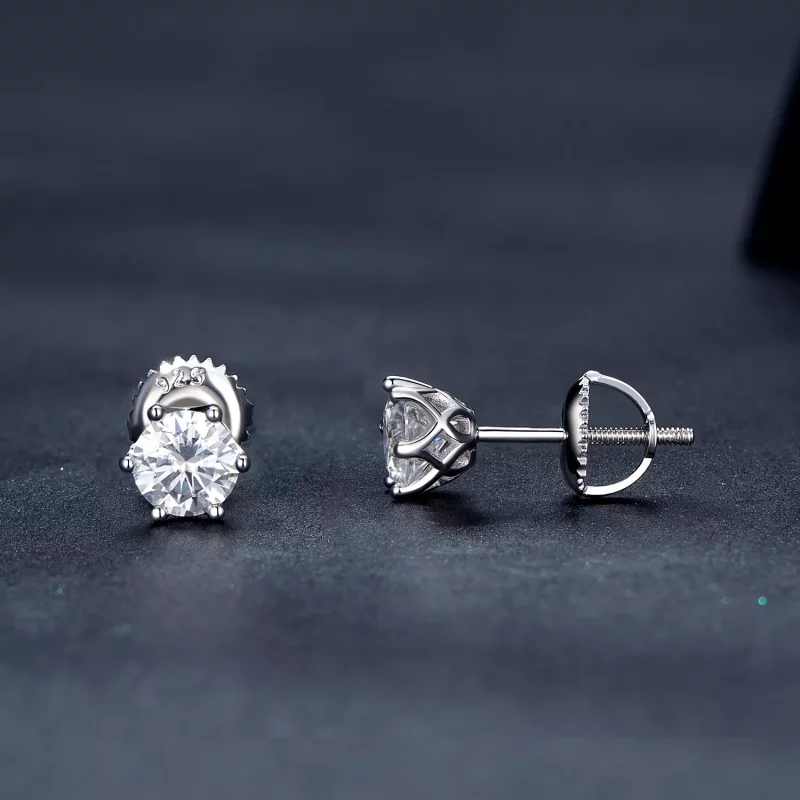 (imagen para) Estilo Pandora, pendientes de tuerca de Moissanita de 0.5 quilates y cuatro garr - Ver 3