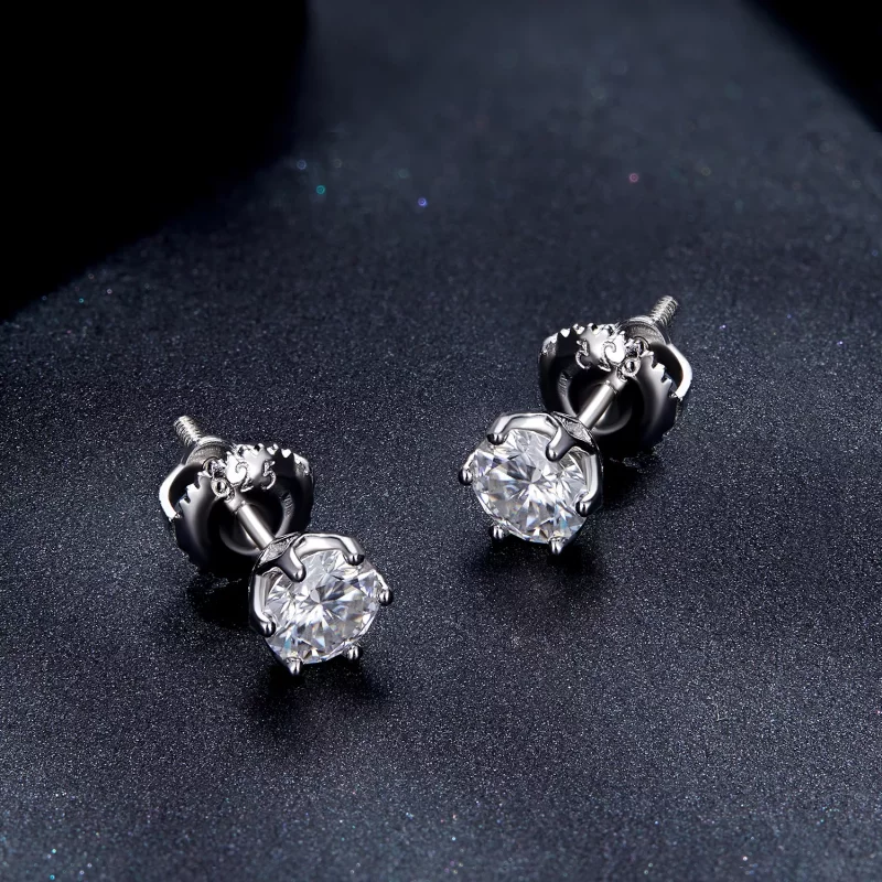 (imagen para) Estilo Pandora, pendientes de tuerca de Moissanita de 0.5 quilates y cuatro garr - Ver 4