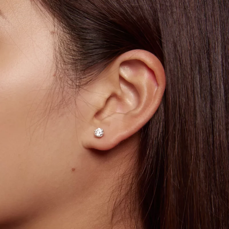 (imagen para) Estilo Pandora, pendientes de tuerca de Moissanita de 0.5 quilates y cuatro garr - Ver 7