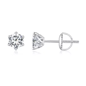 (imagen para) Estilo Pandora, pendientes de tuerca de Moissanita de 0.5 quilates y cuatro garras - MSE004-S