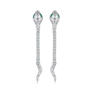 Estos aretes de botón de estilo Pandora con diseño de serpiente espiritual - BSE851 (imagen para) Estos aretes de botón de estilo Pandora con diseño de serpiente espiritual - BSE851