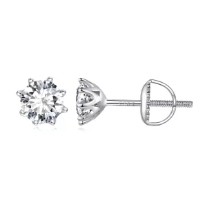 Estos aretes de botón estilo Pandora con 1 quilate de Moissanita - MSE019-L (imagen para) Estos aretes de botón estilo Pandora con 1 quilate de Moissanita - MSE019-L