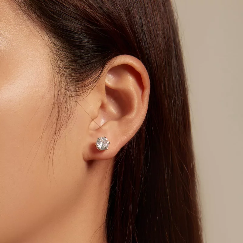 (imagen para) Estos aretes de estudio brillantes de estilo Pandora con circonitas - BSE615-7L - Ver 2