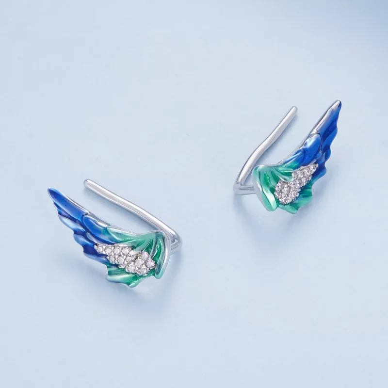 (imagen para) Estos aretes estilo Pandora con alas - BSE852 - Ver 3