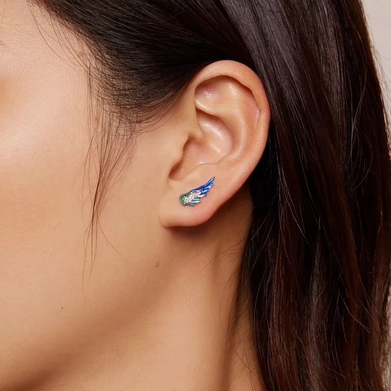 (imagen para) Estos aretes estilo Pandora con alas - BSE852 - Ver 5