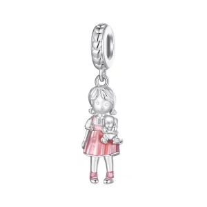 (imagen para) Pendiente con colgante de niña pequeña de estilo Pandora - BSC878