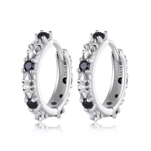 (imagen para) Pendientes aros estilo Pandora con diseño de iris - SCE1605-BK