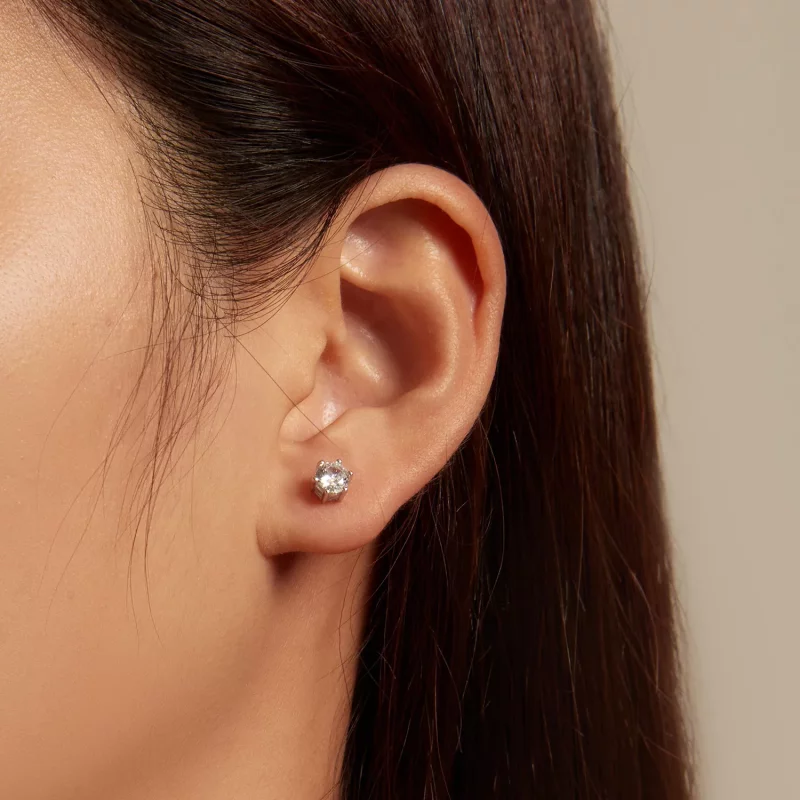 (imagen para) Pendientes brillantes de estilo Pandora con circonitas - BSE615-5L - Ver 2