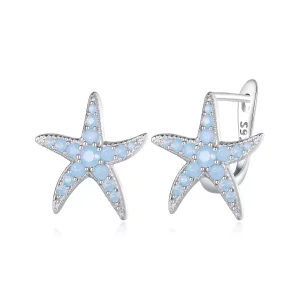 Pendientes con aros estilo Pandora con estrellas de mar - BSE840 (imagen para) Pendientes con aros estilo Pandora con estrellas de mar - BSE840