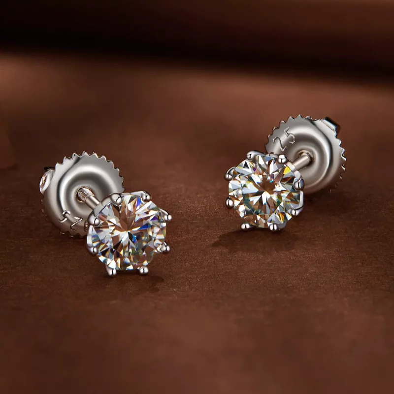 (imagen para) Pendientes de Aros estilo Pandora con Moissanita de 0.5 quilates - MSE019-S - Ver 2