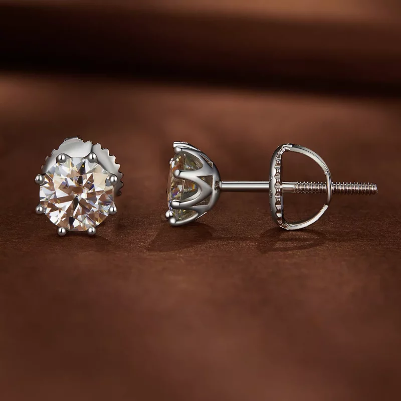(imagen para) Pendientes de Aros estilo Pandora con Moissanita de 0.5 quilates - MSE019-S - Ver 3