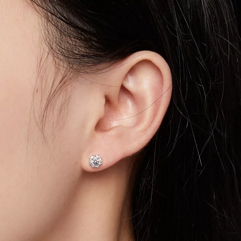 (imagen para) Pendientes de Aros estilo Pandora con Moissanita de 0.5 quilates - MSE019-S - Ver 4