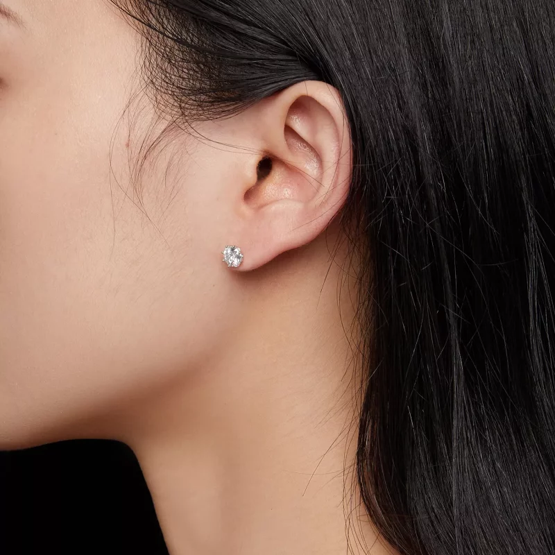 (imagen para) Pendientes de Aros estilo Pandora con Moissanita de 0.5 quilates - MSE019-S - Ver 5