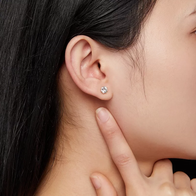 (imagen para) Pendientes de Aros estilo Pandora con Moissanita de 0.5 quilates - MSE019-S - Ver 6