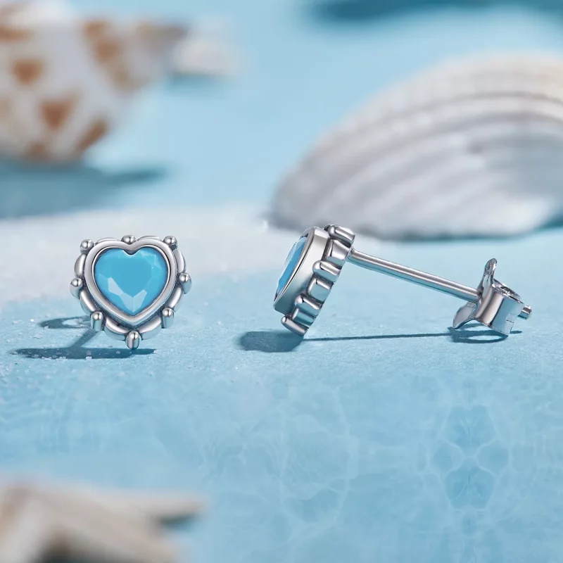 (imagen para) Pendientes de botón en forma de corazón estilo Pandora - SCE1592 - Ver 3