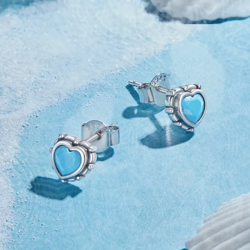 (imagen para) Pendientes de botón en forma de corazón estilo Pandora - SCE1592 - Ver 4