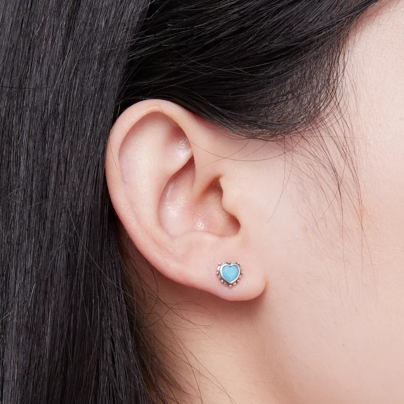 (imagen para) Pendientes de botón en forma de corazón estilo Pandora - SCE1592 - Ver 5