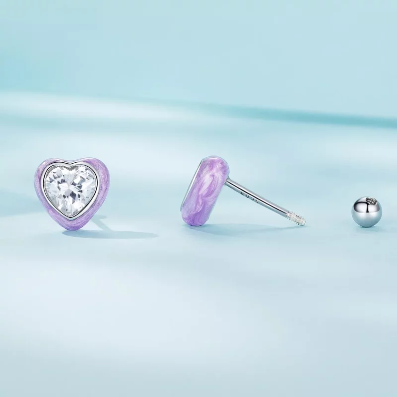 (imagen para) Pendientes de botón en forma de corazón estilo Pandora - SCE1595 - Ver 2