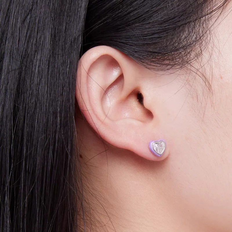 (imagen para) Pendientes de botón en forma de corazón estilo Pandora - SCE1595 - Ver 3