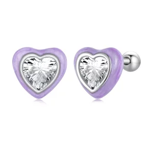 (imagen para) Pendientes de botón en forma de corazón estilo Pandora - SCE1595