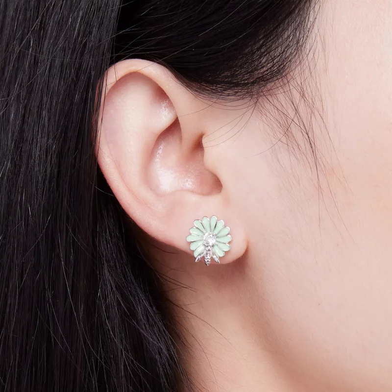 (imagen para) Pendientes de botón estilo Pandora con abeja y margarita - SCE1598 - Ver 6