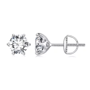 (imagen para) Pendientes de botón estilo Pandora con Moissanita de 1 quilate - MSE021-S