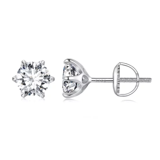 (imagen para) Pendientes de botón estilo Pandora con Moissanita de 1 quilate - MSE021-S