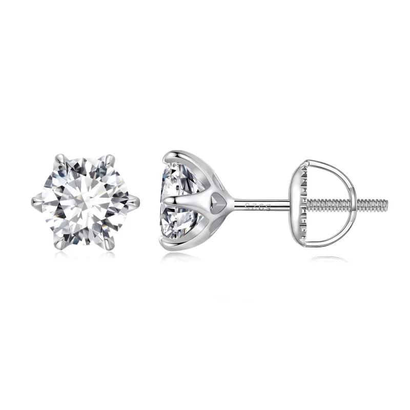 (imagen para) Pendientes de botón estilo Pandora con Moissanita de 1 quilate - MSE021-S