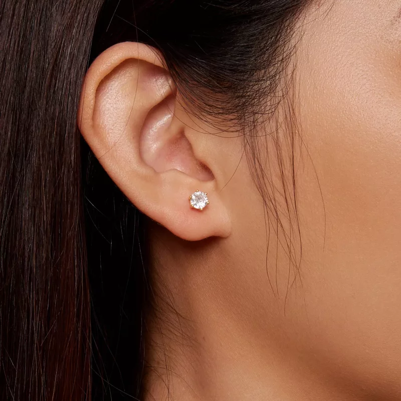 (imagen para) Pendientes de Estilo Pandora Chapados en Oro con Circonitas Brillantes - BSE615- - Ver 4