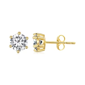 Pendientes de Estilo Pandora Chapados en Oro con Circonitas Brillantes - BSE615-5B (imagen para) Pendientes de Estilo Pandora Chapados en Oro con Circonitas Brillantes - BSE615-5B