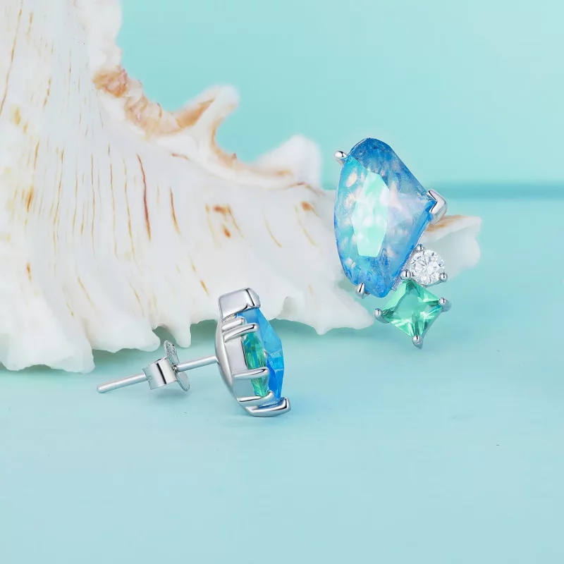 (imagen para) Pendientes de estilo Pandora con piedra principal para el verano - BSE839 - Ver 2