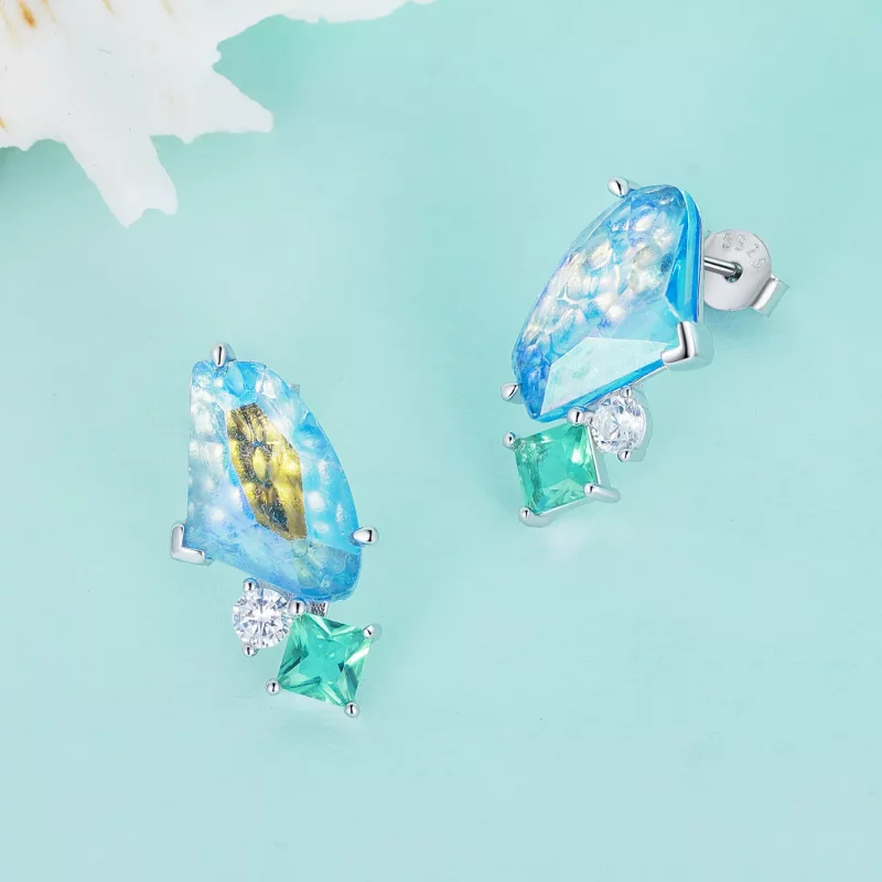 (imagen para) Pendientes de estilo Pandora con piedra principal para el verano - BSE839 - Ver 3