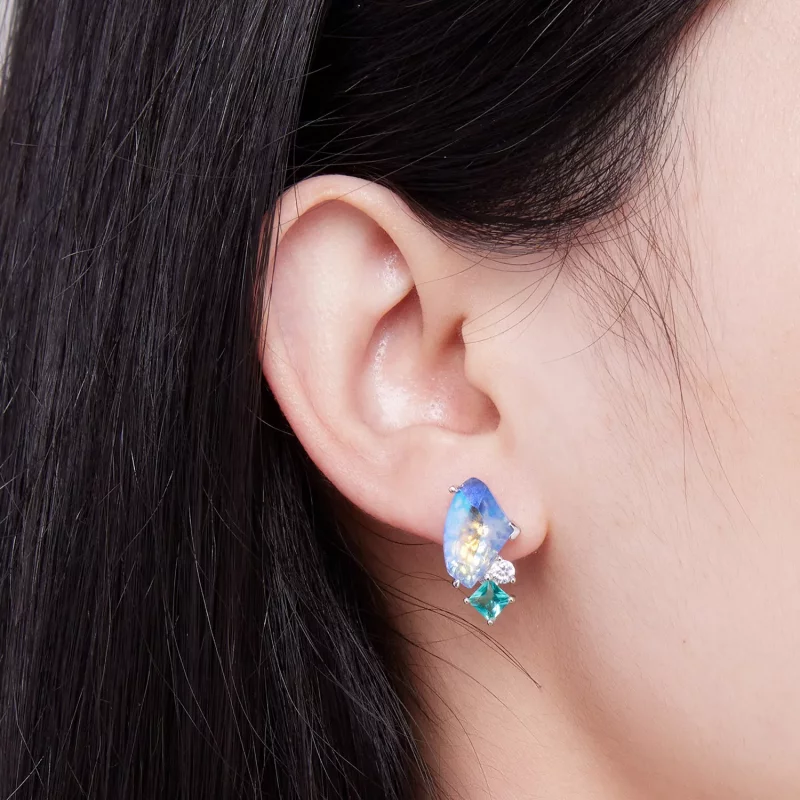(imagen para) Pendientes de estilo Pandora con piedra principal para el verano - BSE839 - Ver 5
