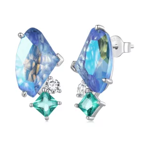 (imagen para) Pendientes de estilo Pandora con piedra principal para el verano - BSE839