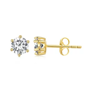 Pendientes de oro chapados en estilo Pandora con circonitas brillantes - BSE615-4B (imagen para) Pendientes de oro chapados en estilo Pandora con circonitas brillantes - BSE615-4B