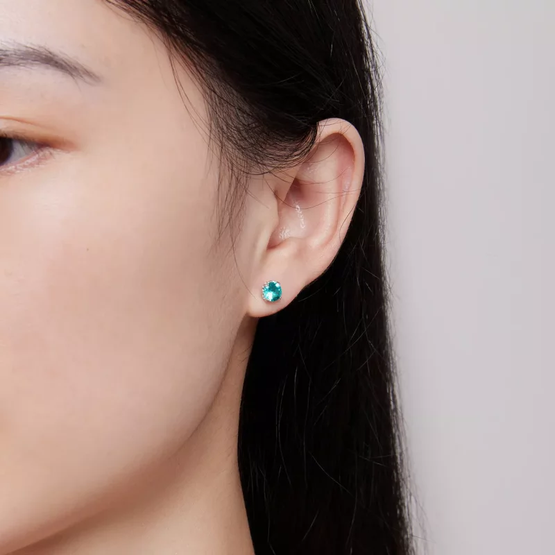 (imagen para) Pendientes estilo Pandora con nanoestudios verdes - BSE831-GN - Ver 5