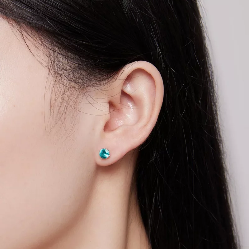 (imagen para) Pendientes estilo Pandora con nanoestudios verdes - BSE831-GN - Ver 7